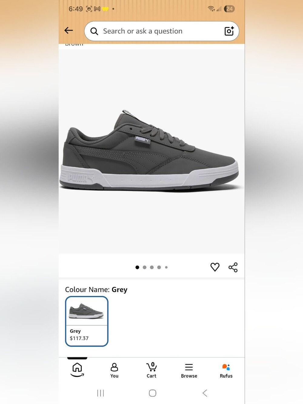 Puma Men's Grey Low-Top Athletic Sneakers with White Midsole